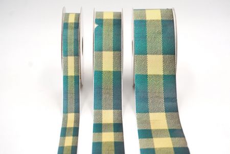 Vanille und Waldgrün Blockkaromusterband_AI